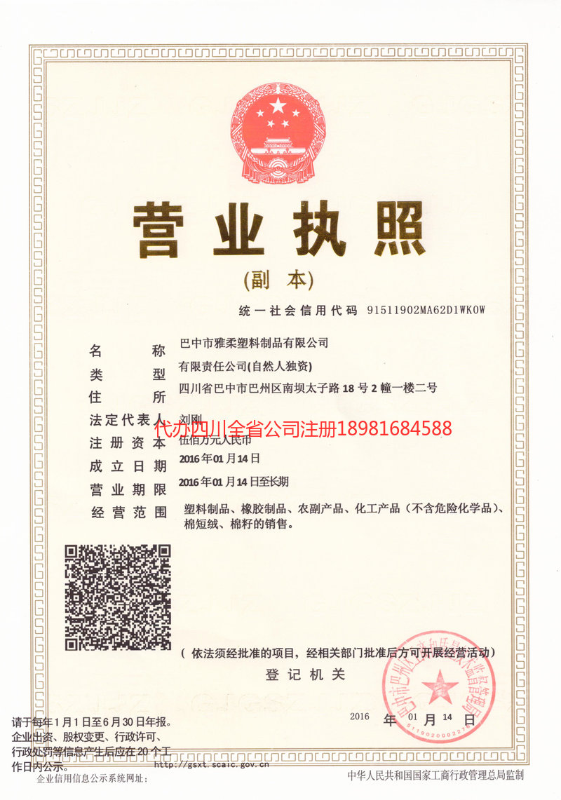 夹江夹江雅柔塑料制品有限公司